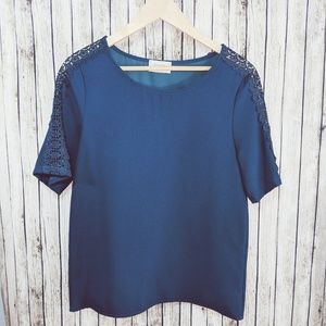 ModCloth Everly Crochet Sleeve Top Sz M